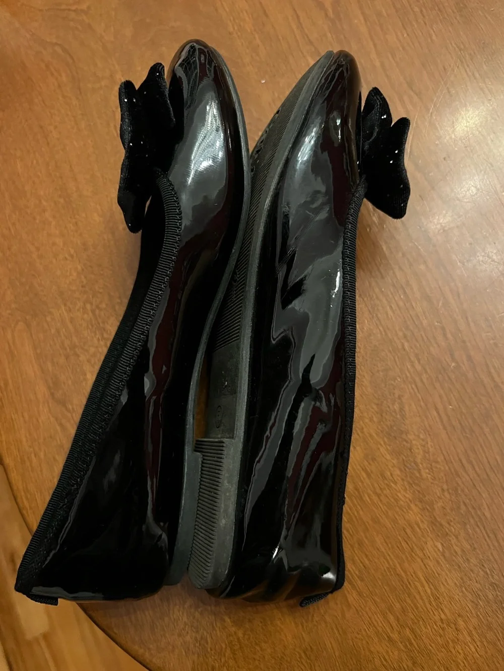 Cat & Jack Black sparkle velvet Bow Ballet Flats size 5 girls EUC